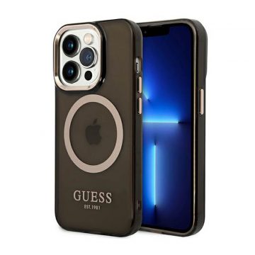   Guess Gold Outline Translucent MagSafe - maska ​​za iPhone 14 Pro Max (crna)