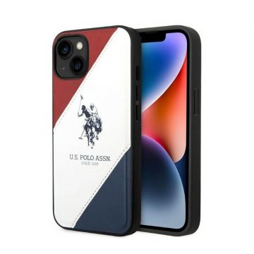   US Polo Assn Tricolor Embossed - maska ​​za iPhone 14 Plus (bijela)