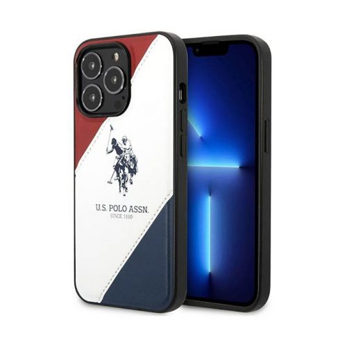 US Polo Assn Tricolor Embossed - maska ​​za iPhone 14 Pro (bijela)