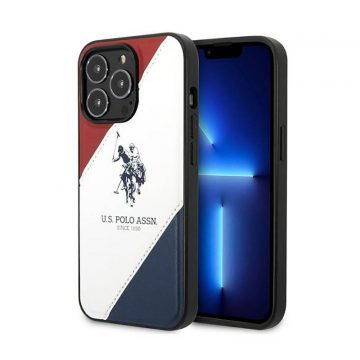   US Polo Assn Tricolor Embossed - maska ​​za iPhone 14 Pro Max (bijela)