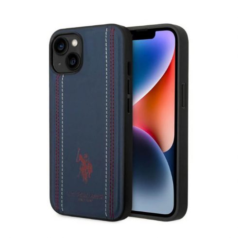 US Polo Assn Leather Stitch - maska ​​za iPhone 14 Plus (tamnarsko plava)