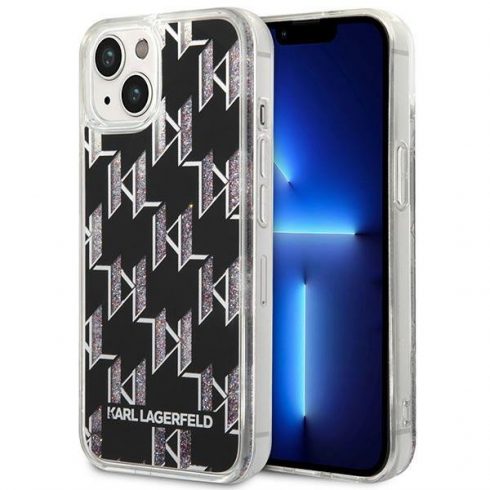 Karl Lagerfeld Monogram Liquid Glitter - maska ​​za iPhone 14 (crna)