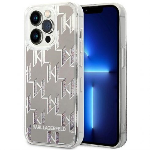 Karl Lagerfeld Monogram Liquid Glitter - maska ​​za iPhone 14 Pro (srebrna)