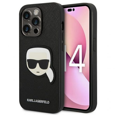 Karl Lagerfeld Saffiano Karl Head Patch Case iPhone 14 Pro (crna)