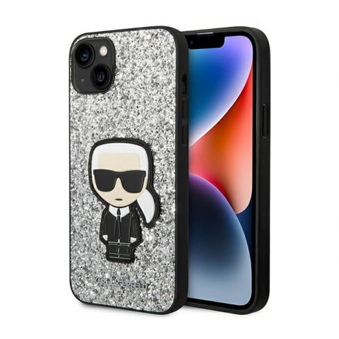 Karl Lagerfeld Glitter Flakes Ikonik - Maska za iPhone 14 (srebrna)