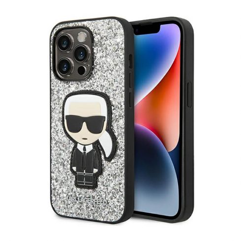 Karl Lagerfeld Glitter Flakes Ikonik - Maska za iPhone 14 Pro Max (srebrna)