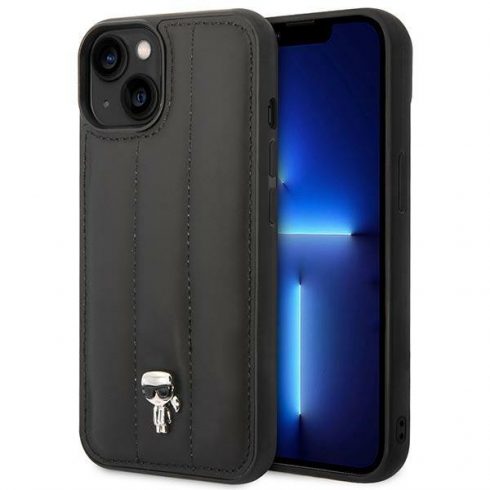 Karl Lagerfeld prošivena Puffy Ikonik Pin Case iPhone 14 Plus (crna)