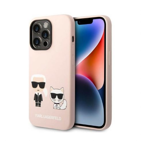 Karl Lagerfeld tekući silikon Karl & Choupette MagSafe - maska ​​za iPhone 14 Pro (roza)