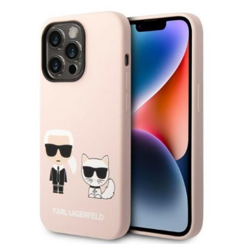 Karl Lagerfeld Liquid Silicone Karl & Choupette MagSafe - Maska za iPhone 14 Pro Max (roza)