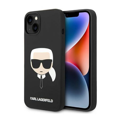 Karl Lagerfeld Silikonska Ikonik Karlova glava – maska ​​za iPhone 14 Plus (crna)