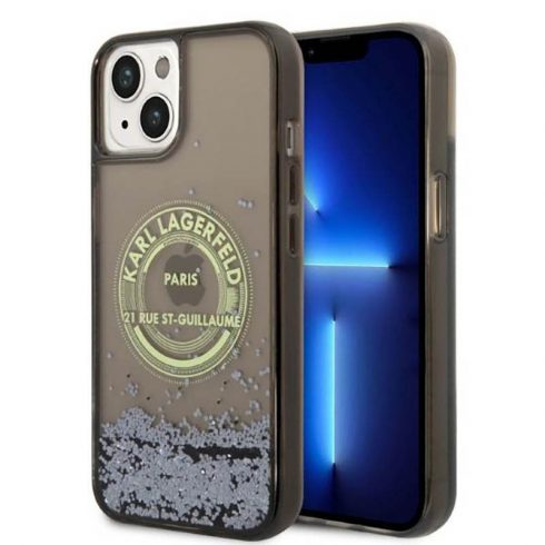 Karl Lagerfeld Liquid Glitter Round RSG Logo Case - Case za iPhone 14 (crna)