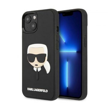   Karl Lagerfeld 3D gumena Karlova glava - maska ​​za iPhone 14 Plus (crna)