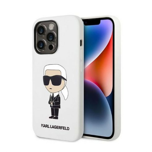 Karl Lagerfeld Silikonska NFT Ikonik - Maska za iPhone 14 Pro (Bijela)