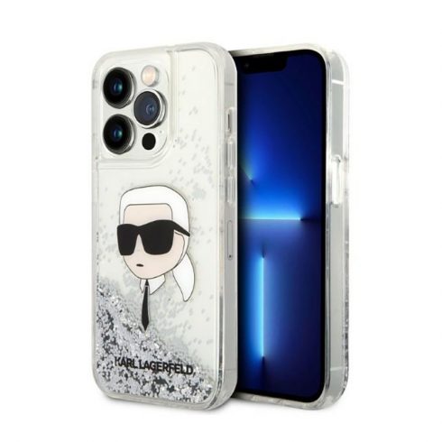 Karl Lagerfeld Liquid Glitter NFT Karlova glava - maska ​​za iPhone 14 Pro (srebrna)