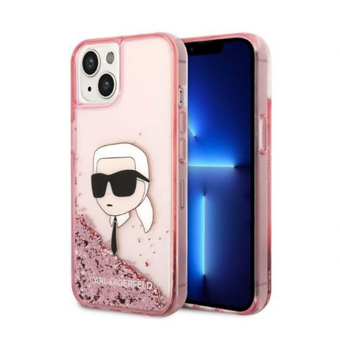 Karl Lagerfeld Liquid Glitter NFT Karlova glava - maska ​​za iPhone 14 Plus (roza)