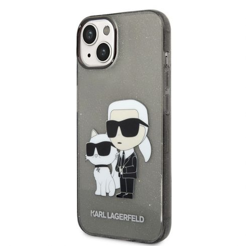 Karl Lagerfeld IML Glitter NFT Karl & Choupette - maska ​​za iPhone 14 Plus (crna)