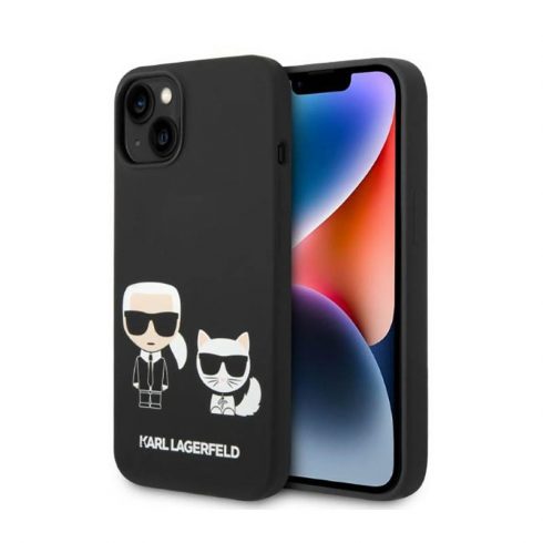 Karl Lagerfeld tekući silikon Karl & Choupette MagSafe - maska ​​za iPhone 14 Plus (crna)