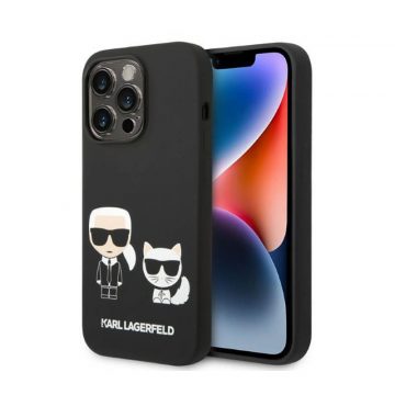   Karl Lagerfeld tekući silikon Karl & Choupette MagSafe - maska ​​za iPhone 14 Pro (crna)