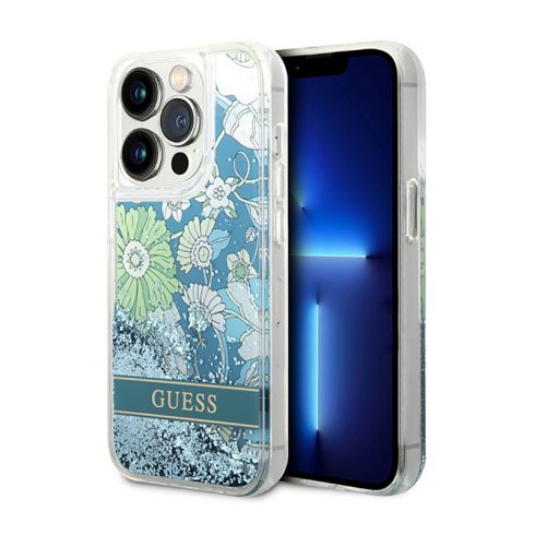 Guess Liquid Glitter Flower - maska ​​za iPhone 14 Pro (zelena)