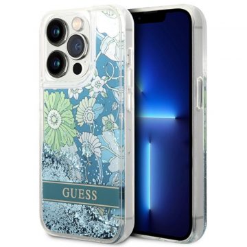   Guess Liquid Glitter Flower - maska ​​za iPhone 14 Pro Max (zelena)