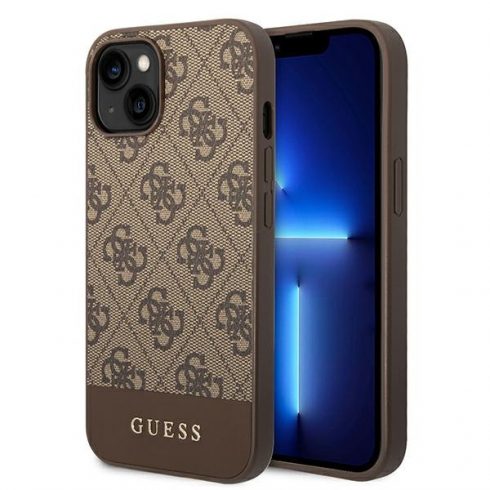 Kolekcija Guess 4G Bottom Stripe Metal Logo - maska ​​za iPhone 14 (smeđa)