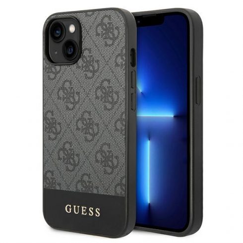 Guess 4G Bottom Stripe Metal Logo Collection - Futrola za iPhone 14 Plus (siva)