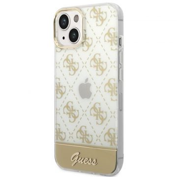   Guess 4G Stripe Script Logo Electroplated Pattern - Futrola za iPhone 14 Plus (zlatna)