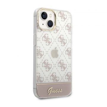   Guess 4G Stripe Script Logo Electroplated Pattern - Futrola za iPhone 14 Plus (roza)