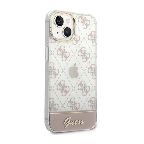 Guess 4G Stripe Script Logo Electroplated Pattern - Futrola za iPhone 14 Plus (roza)