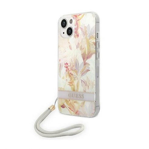 Guess Flower Cord - maska ​​za iPhone 14 Plus (ljubičasta)