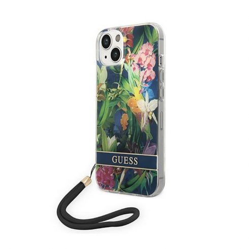 Guess Flower Cord - maska ​​za iPhone 14 (plava)