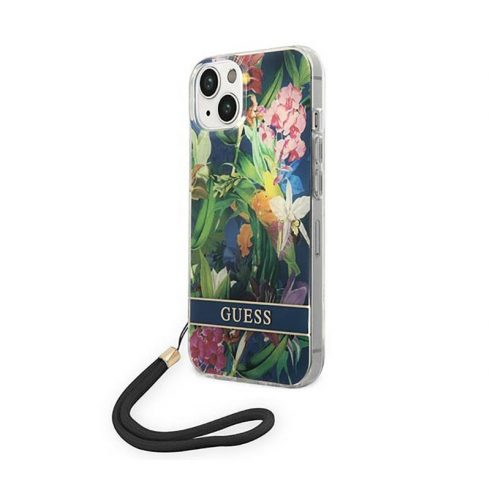 Guess Flower Cord - maska ​​za iPhone 14 Plus (plava)