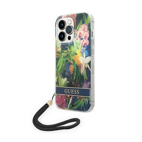 Guess Flower Cord - maska ​​za iPhone 14 Pro (plava)