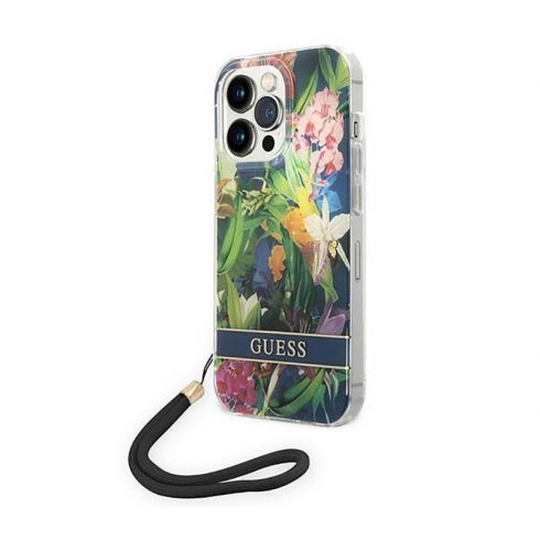 Guess Flower Cord - maska ​​za iPhone 14 Pro Max (plava)