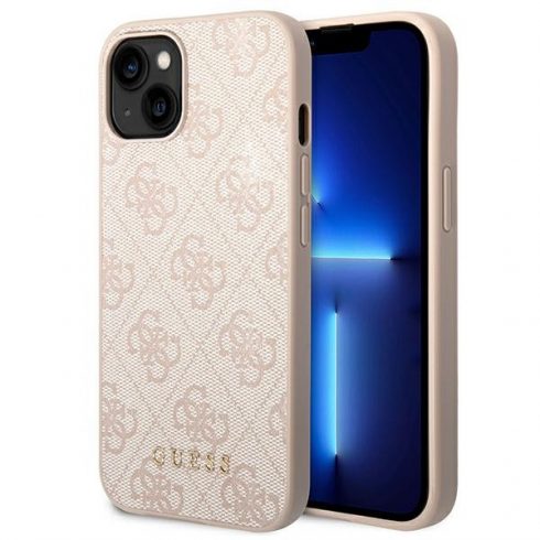 Guess 4G Metalni zlatni logo - maska ​​za iPhone 14 Plus (roza)