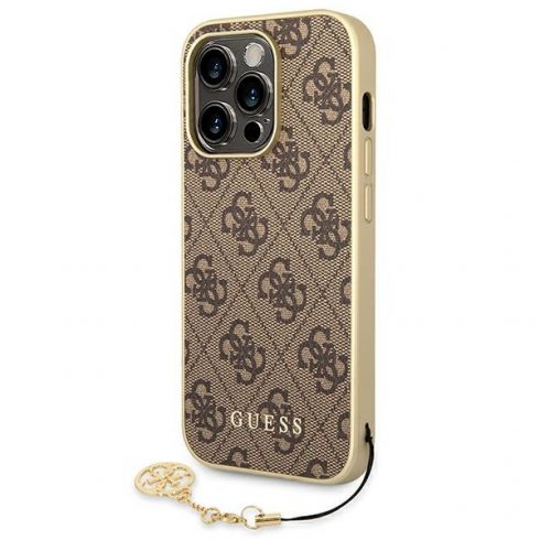 Guess 4G Charms Collection - maska ​​za iPhone 14 Pro (smeđa)