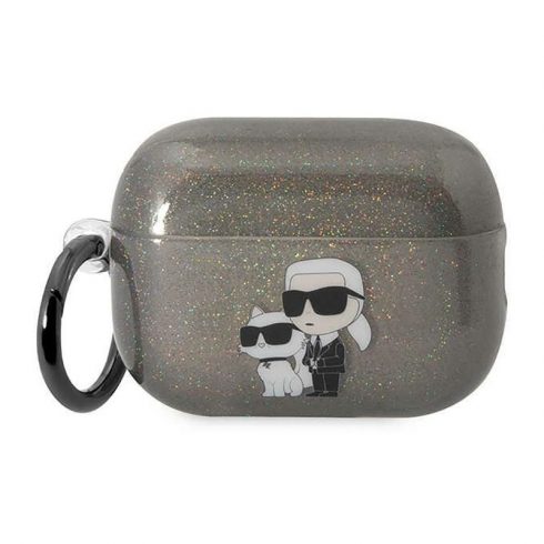 Karl Lagerfeld Glitter NFT Karl & Choupette - torbica za Apple AirPods Pro 2 (crna)