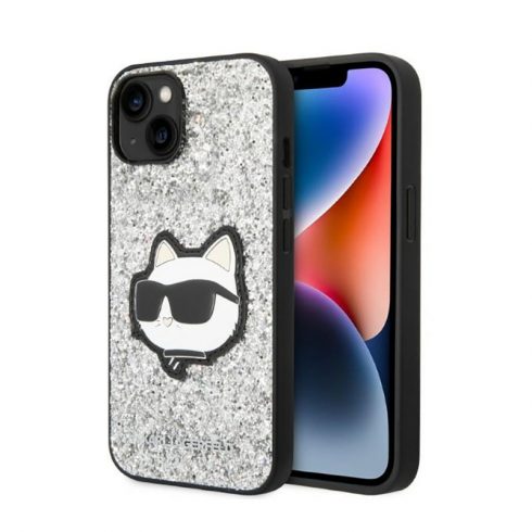 Karl Lagerfeld NFT Glitter Choupette Patch - maska ​​za iPhone 14 (srebrna)