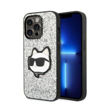   Karl Lagerfeld NFT Glitter Choupette Patch - maska ​​za iPhone 14 Pro (srebrna)