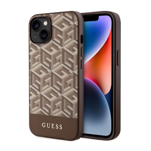 Guess GCube Stripes MagSafe - Maska za iPhone 14 Plus (smeđa)