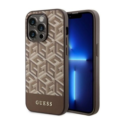 Guess GCube Stripes MagSafe - Maska za iPhone 14 Pro (smeđa)