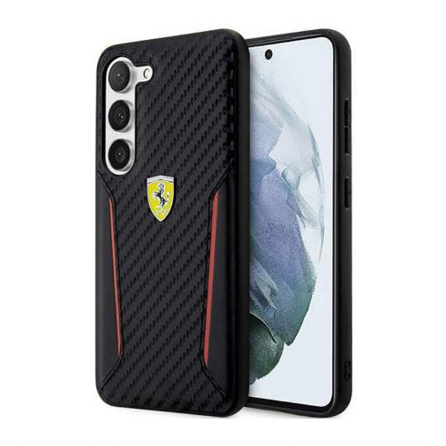 Ferrari Carbon Contrast Edges - maska ​​za Samsung Galaxy S23+ (crna)