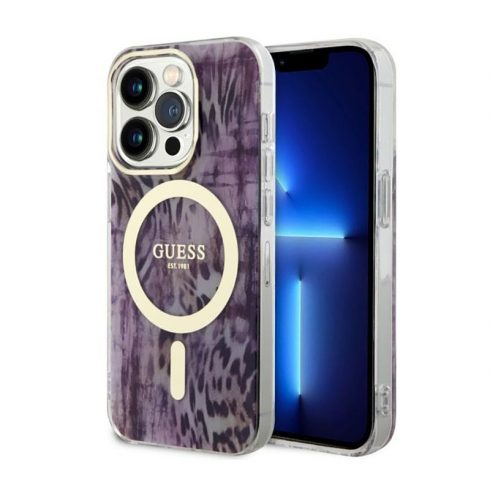 Guess Leopard MagSafe - Maska za iPhone 14 Pro (roza)