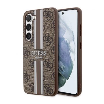   Guess 4G Printed Stripe - maska ​​za Samsung Galaxy S23 (smeđa)