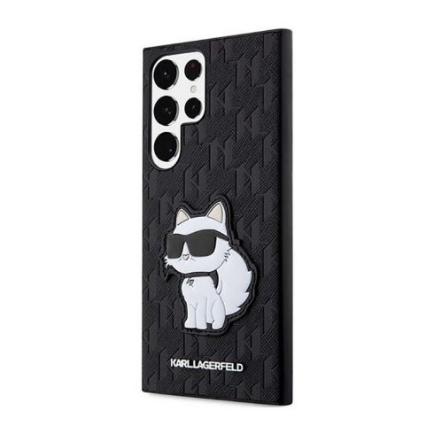 Karl Lagerfeld NFT Saffiano Monogram Choupette - maska ​​za Samsung Galaxy S23 Ultra (crna)