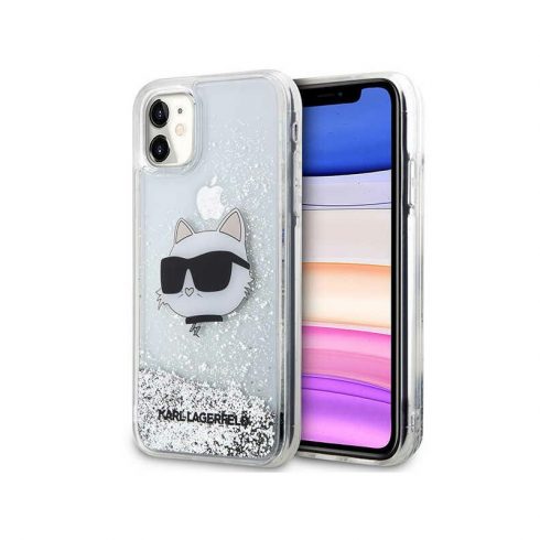 Karl Lagerfeld Liquid Glitter NFT Choupette Head - maska ​​za iPhone 11 (srebrna)