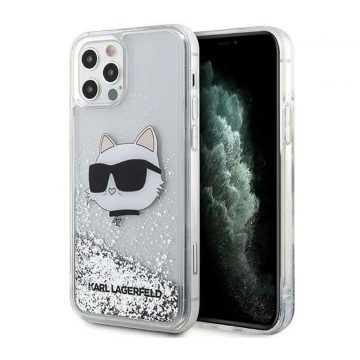   Karl Lagerfeld Liquid Glitter NFT Choupette Head - maska ​​za iPhone 12 / iPhone 12 Pro (srebrna)