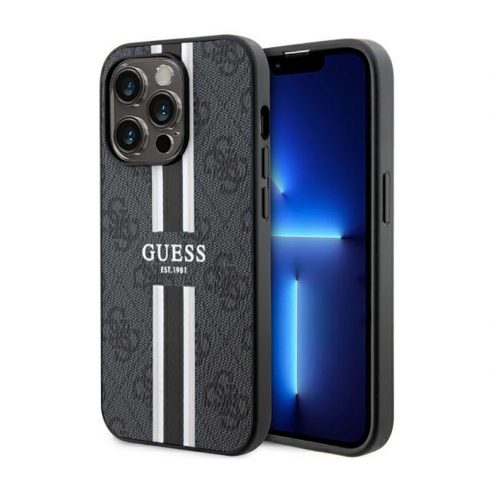 Guess 4G Printed Stripes MagSafe - maska ​​za iPhone 14 Pro (crna)