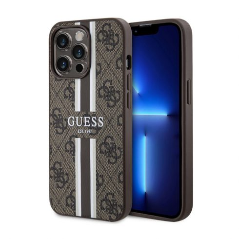 Guess 4G Printed Stripes MagSafe - Maska za iPhone 13 Pro Max (smeđa)