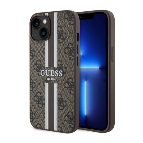 Guess 4G Printed Stripes MagSafe - Maska za iPhone 14 (smeđa)